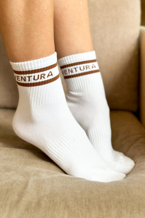 Ventura Socks (White/Brown)
