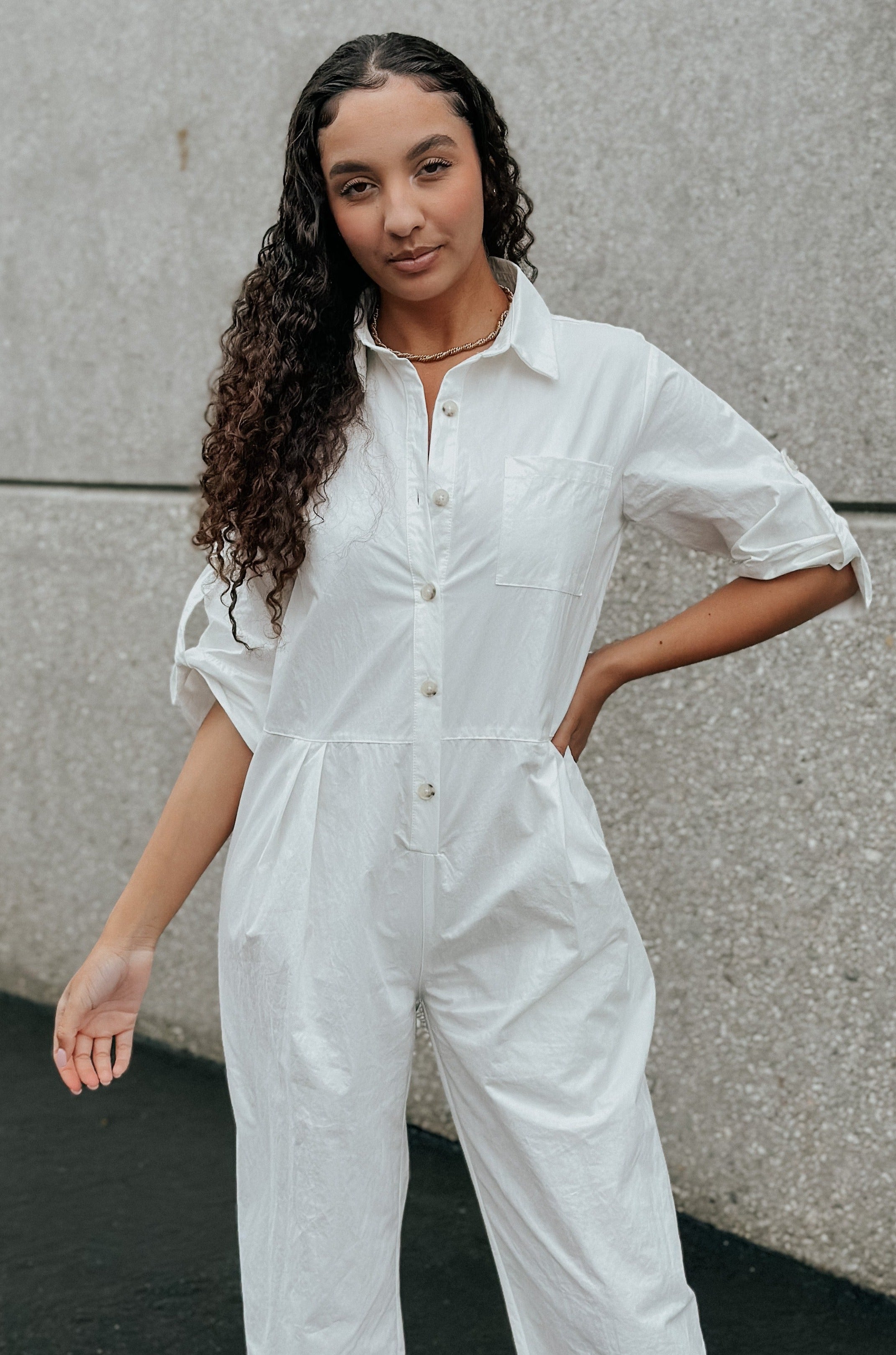 ASOS DESIGN denim jumpsuit in white with contrast stitch | ASOS